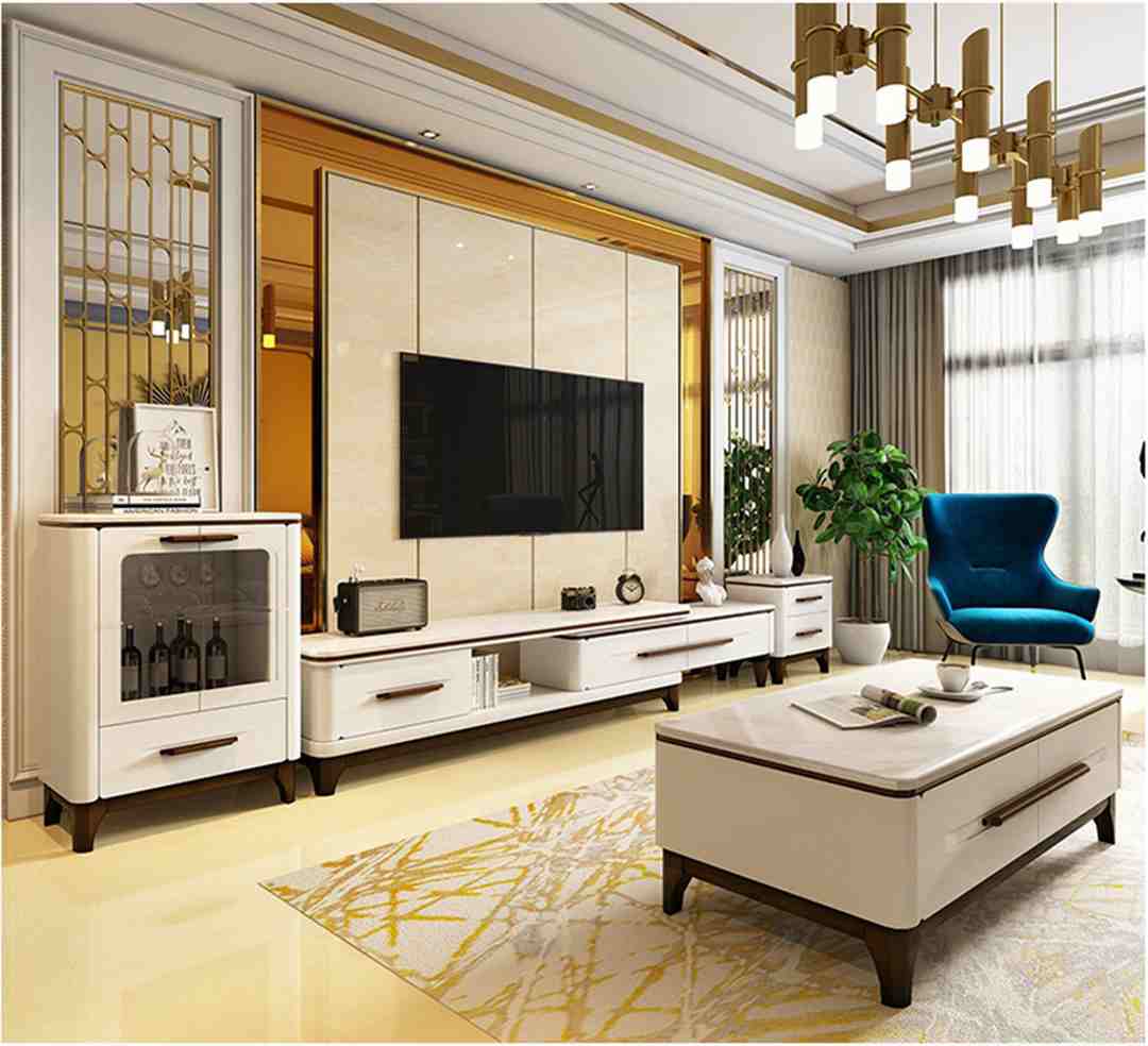 Một chiếc kệ tivi giản dị giúp căn phòng trở nên sang trọng